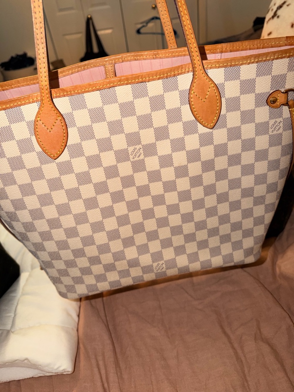 Louis Vuitton Damier Azur Canvas Tote with Natural Vachetta Trim - Picture 9 of 11
